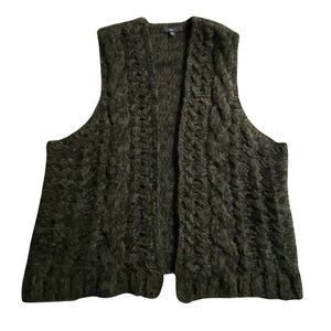 GAP Black and Gray Chunky Knit Open Front Sweater Vest Sleeveless Cardigan Small